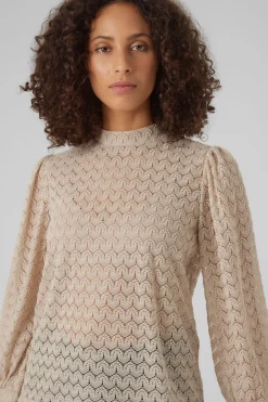 Vero Moda Top de encaje cuello cerrado Gris Outlet