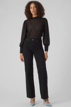 Vero Moda Top de encaje cuello cerrado Negro Hot
