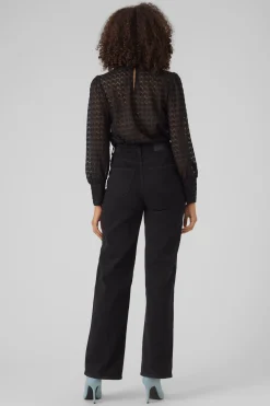 Vero Moda Top de encaje cuello cerrado Negro Hot