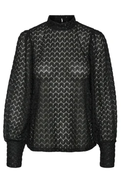 Vero Moda Top de encaje cuello cerrado Negro Hot