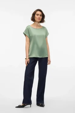 Vero Moda Top de manga corta Verde oscuro