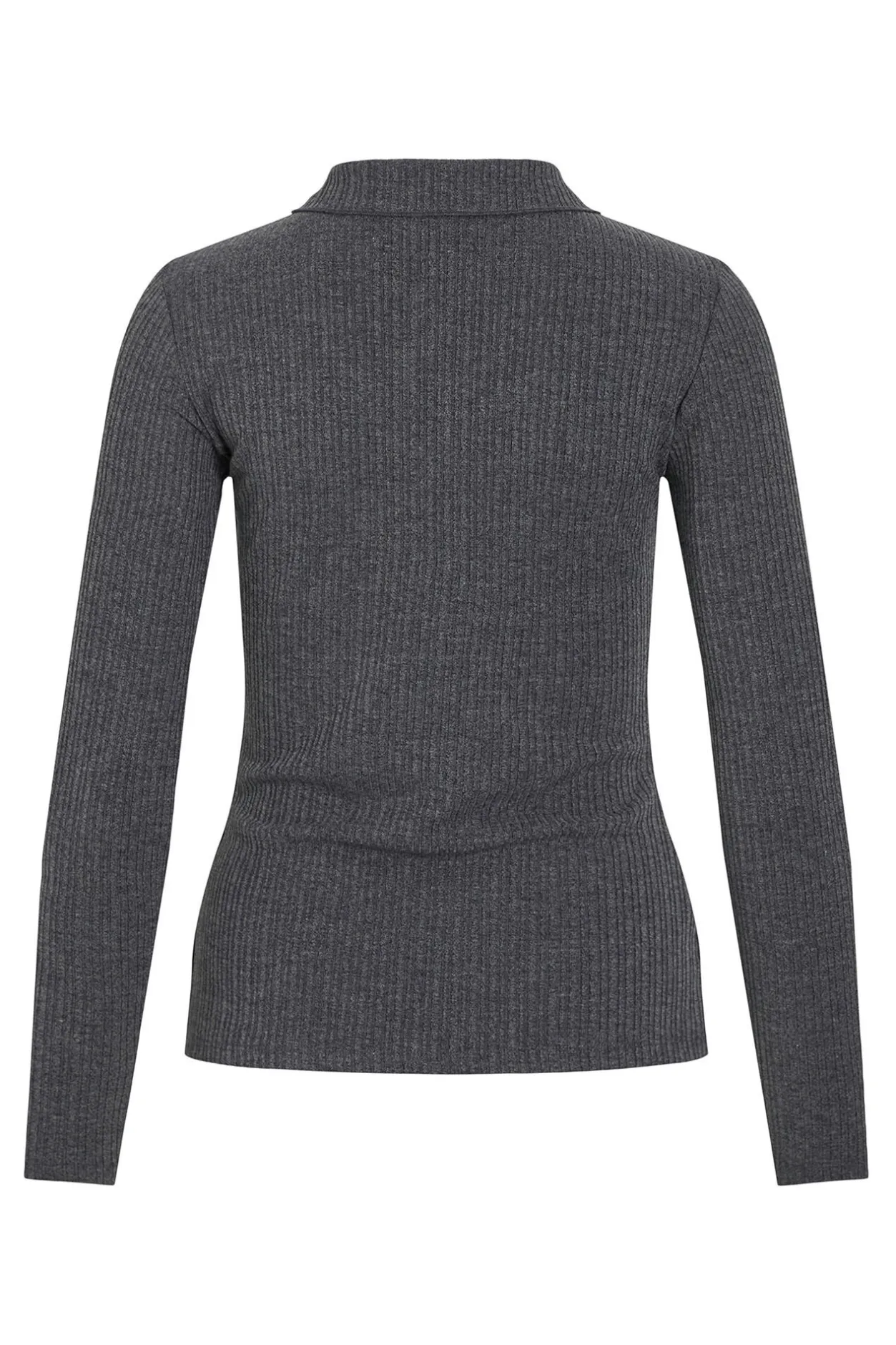 Vila Top de manga larga con cuello polo Gris Online