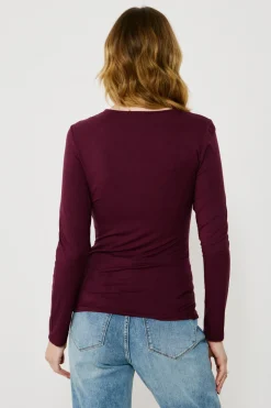 Vila Top de manga larga con detalle drapeado Morado New