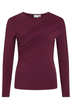Vila Top de manga larga con detalle drapeado Morado New