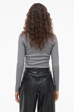 Vila Top de manga larga con glitter Gris Online