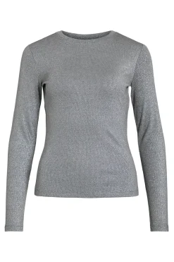 Vila Top de manga larga con glitter Gris Online