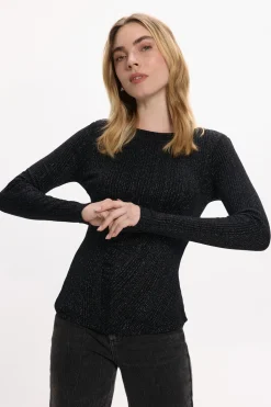 Vila Top de manga larga con glitter Negro Online