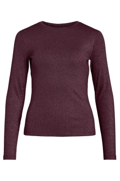 Vila Top de manga larga con glitter Granate