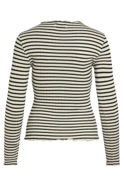 Vila Top de manga larga con ribetes Estampado blanco Best