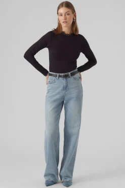 Vero Moda Top de manga larga detalles encaje Negro Sale