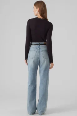 Vero Moda Top de manga larga detalles encaje Negro Sale