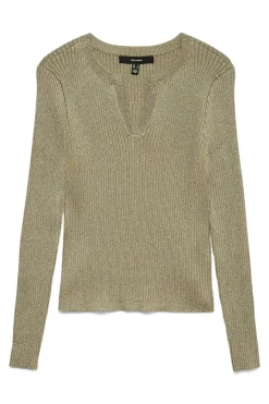 Vero Moda Top de punto detalles lúrex Verde Clearance