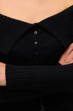 Vero Moda Top de punto hombros descubiertos Negro New