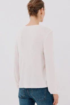 Cortefiel Top detalle puntilla escote Blanco Sale