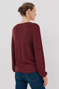 Cortefiel Top detalle puntilla escote Vino Discount