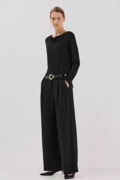 Cortefiel Top drapeado brillantes Negro Best