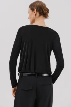 Cortefiel Top drapeado brillantes Negro Best