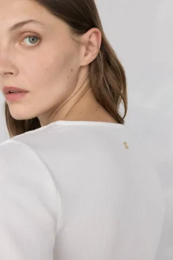 Pedro del Hierro Top drapeado textura Blanco Clearance