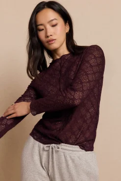 Slowlove Top encaje asimétrico Vino Hot