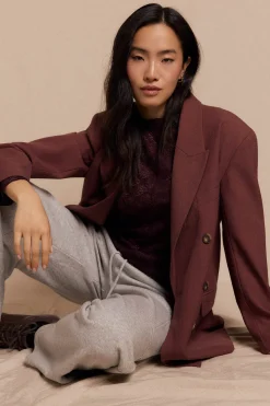 Slowlove Top encaje asimétrico Vino Hot