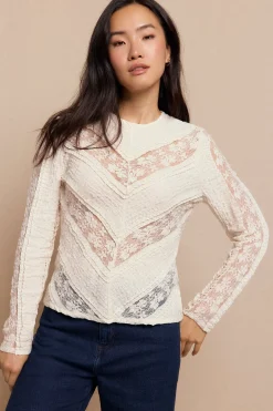 Slowlove Top encaje combinado Marfil Hot