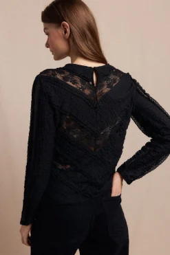 Slowlove Top encaje combinado Negro Sale