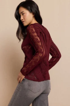 Slowlove Top encaje combinado Vino Sale
