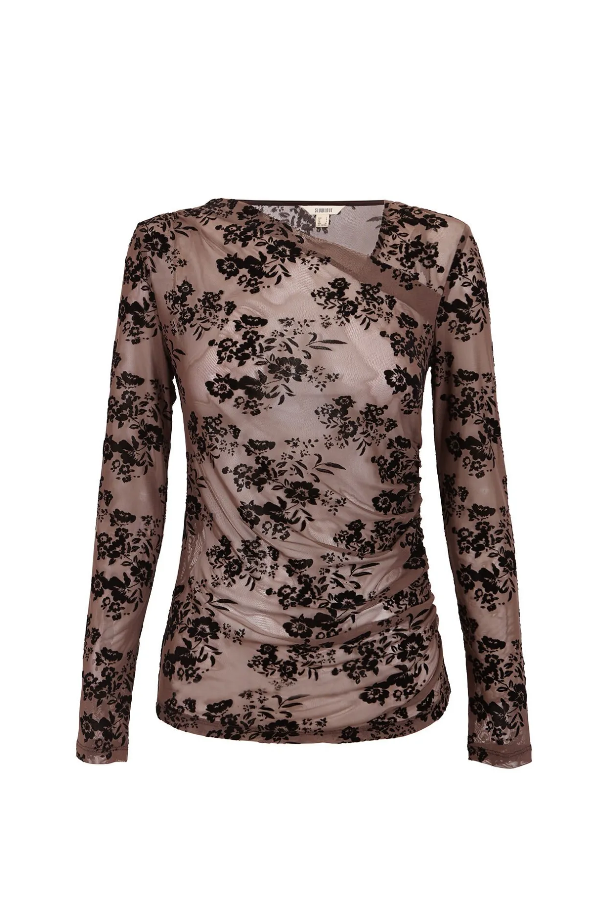 Slowlove Top escote asimétrico Marrón oscuro Discount