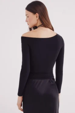 Springfield Top escote asimétrico negro New
