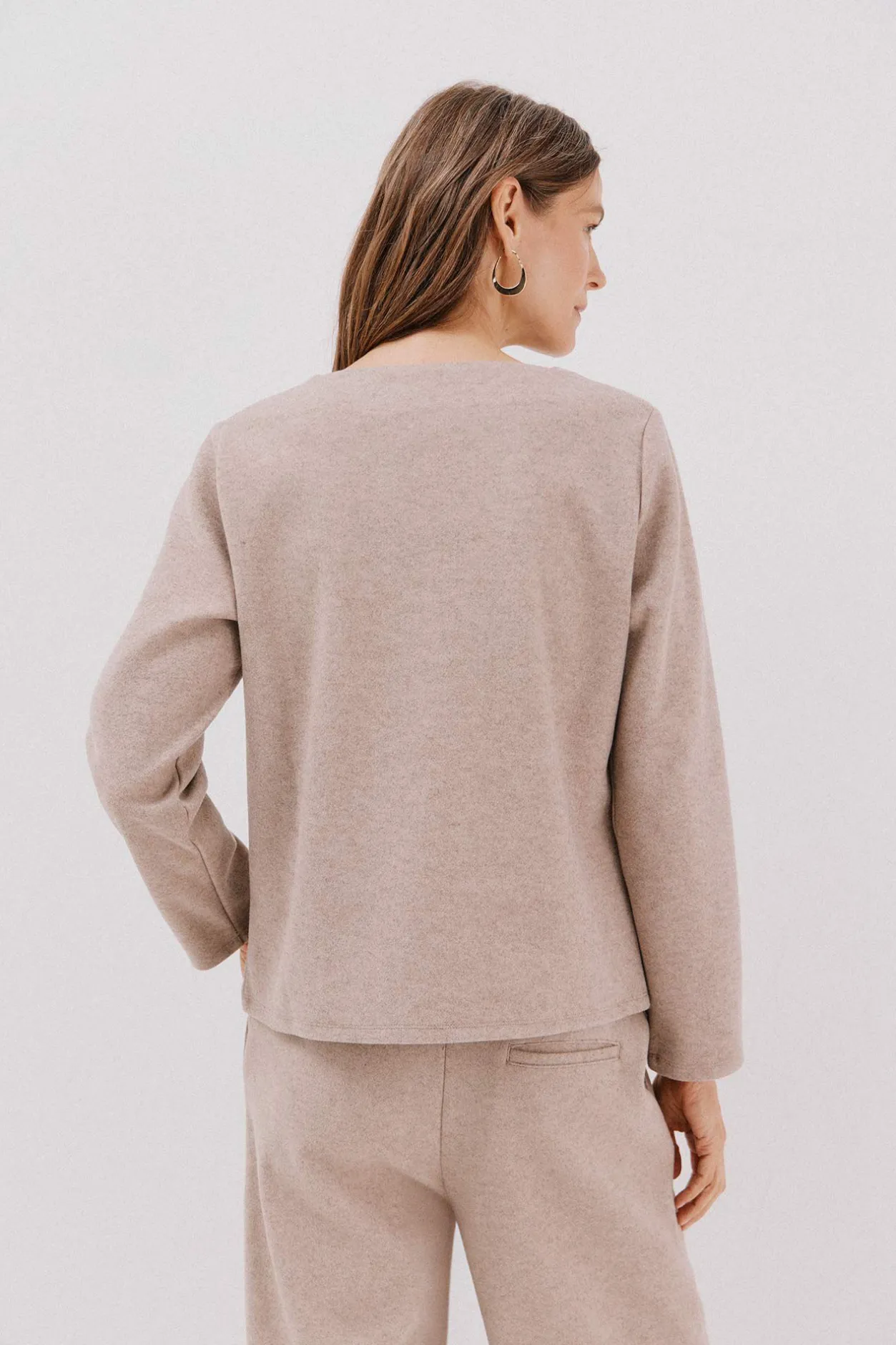 Cortefiel Top escote chimenea Beige