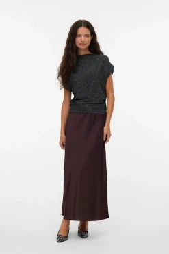 Vero Moda Top escote Perkins lúrex Negro Clearance