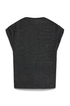 Vero Moda Top escote Perkins lúrex Negro Clearance
