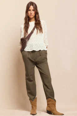 Slowlove Top estampado fruncido Marfil Sale