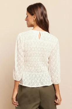 Slowlove Top estampado fruncido Marfil Sale