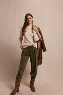 Slowlove Top estructura frunce Beige New