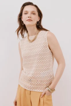 Cortefiel Top estructura lurex Marfil Sale