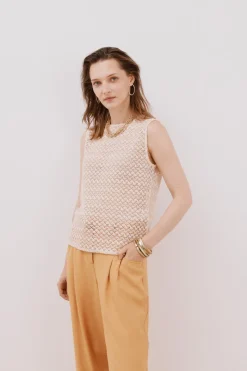 Cortefiel Top estructura lurex Marfil Sale