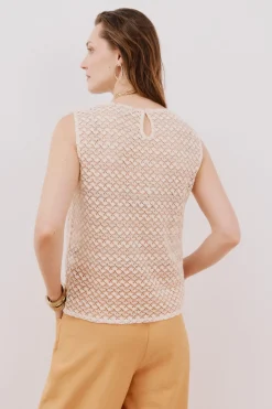 Cortefiel Top estructura lurex Marfil Sale