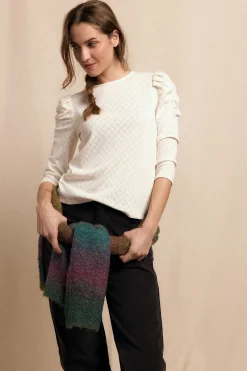 Slowlove Top estructura manga abullonada Marfil Discount