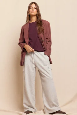 Slowlove Top estructura manga abullonada Vino Best