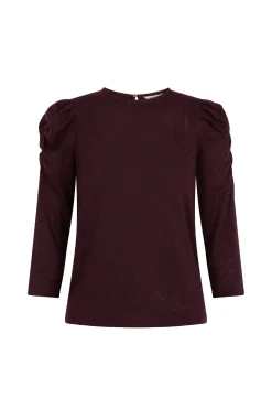 Slowlove Top estructura manga abullonada Vino Best