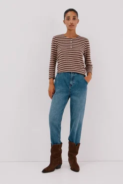 Cortefiel Top estructura rayas Marr&oacute;n oscuro Best