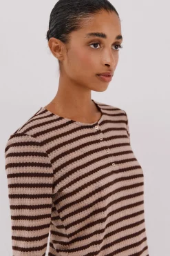 Cortefiel Top estructura rayas Marr&oacute;n oscuro Best