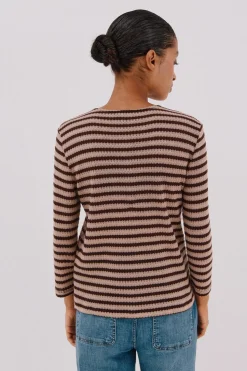 Cortefiel Top estructura rayas Marr&oacute;n oscuro Best