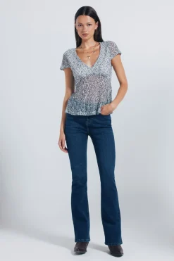 Springfield Top florecitas azules marr&oacute;n Sale