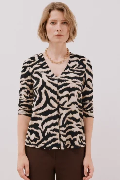 Cortefiel Top fluido pliegue Estampado blanco Online