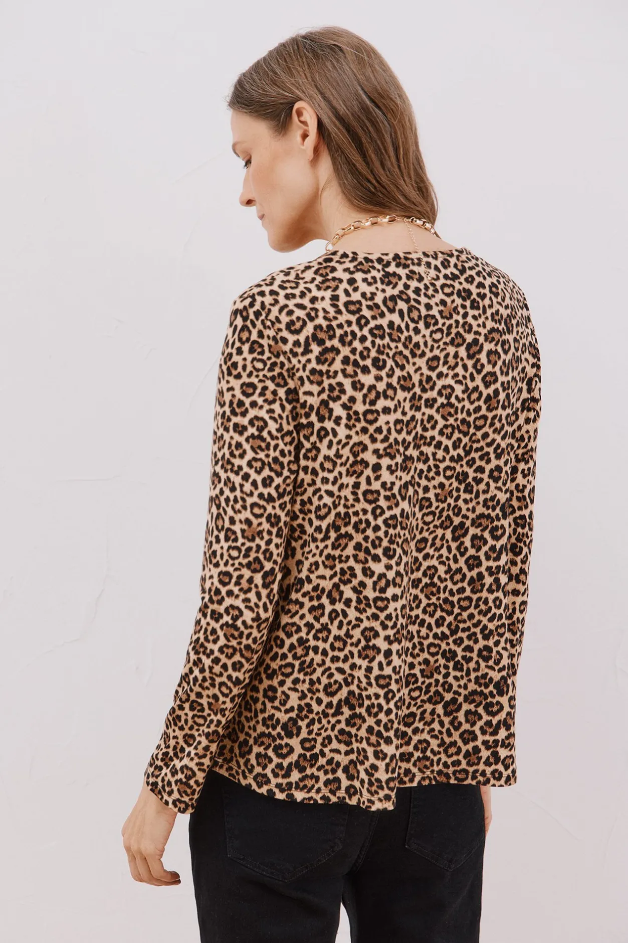 Cortefiel Top fluido pliegue Estampado beige