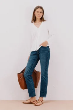 Cortefiel Top fluido pliegue Blanco