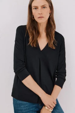 Cortefiel Top fluido pliegue Negro Best