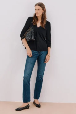 Cortefiel Top fluido pliegue Negro Best